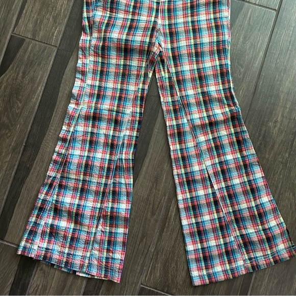 Free People Cristina Low-Rise Flare Plaid Pants in Multi Plaid Check Sz 4 - Picture 4 of 8
